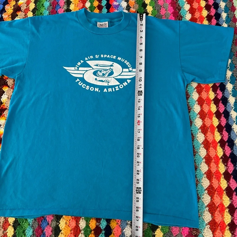 Vintage 90s Single Stitch Pima Air Space Museum Tuscon Arizona Tee Teal … - Picture 11 of 13